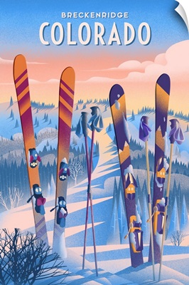 Breckenridge, Colorado - Prepare for Takeoff - Skis In Snowbank