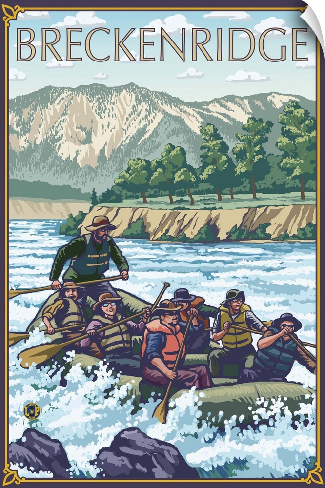 Breckenridge, Colorado - River Rafting: Retro Travel Poster