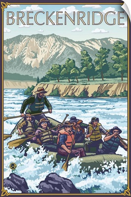 Breckenridge, Colorado - River Rafting: Retro Travel Poster