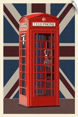 British Phone Booth - Letterpress: Retro Art Poster