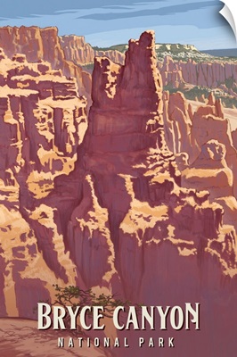 Bryce Canyon National Park, Canyon View: Retro Travel Poster