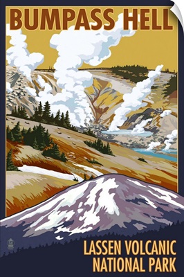 Bumpass Hell - Lassen Volcanic National Park, CA: Retro Travel Poster