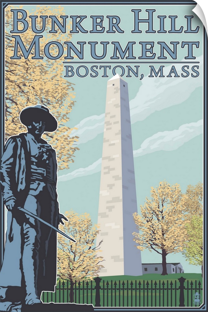 Bunker Hill - Boston, MA: Retro Travel Poster