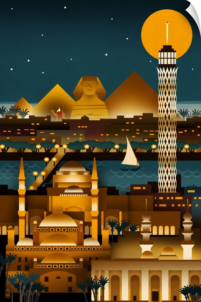 Cairo, Egypt, Retro Skyline