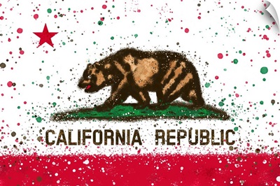 California State Flag - Abstract Watercolor Splatter