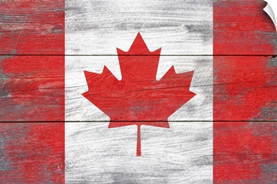 Canada Country Flag on Wood