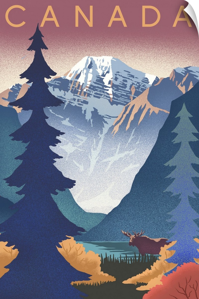 Canada - Mountain Scene - Lithograph