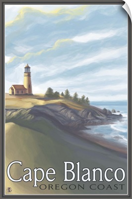 Cape Blanco Lighthouse, Oregon Coast: Retro Travel Poster