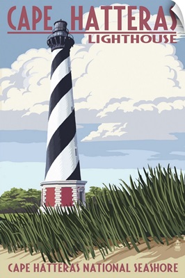 Cape Hatteras Lighthouse - Outer Banks, North Carolina: Retro Travel Poster