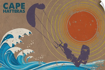 Cape Hatteras, North Carolina - Kite Surfer in the Waves