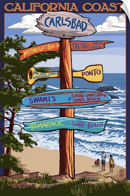 Carlsbad, California - Destination Sign: Retro Travel Poster