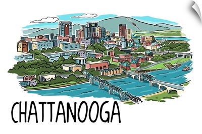 Chattanooga, Tennessee - Line Drawing