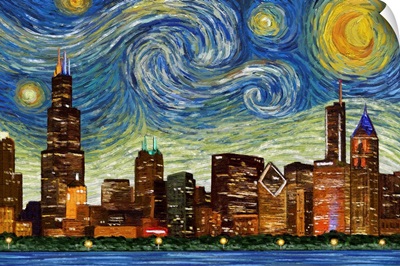 Chicago, Illinois - Starry Night City Series