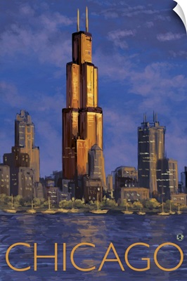 Chicago Skyline: Retro Travel Poster