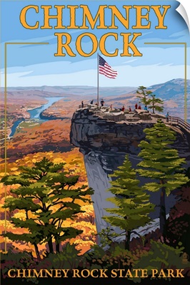 Chimney Rock State Park, NC - View from Top: Retro Travel Poster