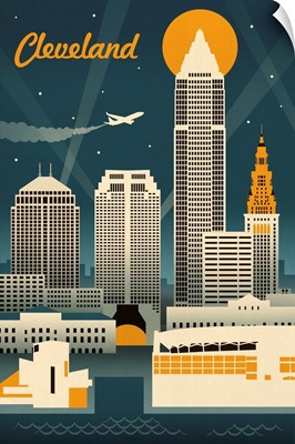Cleveland, Ohio - Retro Skyline