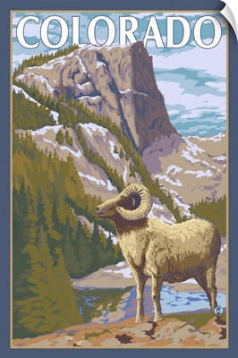 Colorado - Big Horn Sheep: Retro Travel Poster