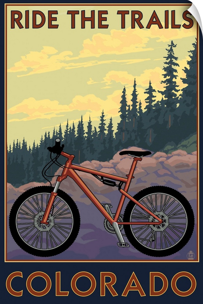Colorado - Mountain Bike Scene: Retro Travel Poster