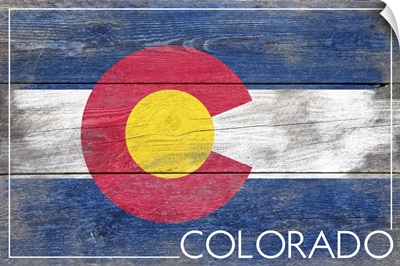 Colorado State Flag on Wood
