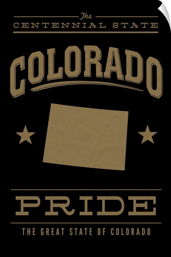 The Colorado state outline on black with gold text.