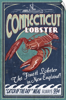 Connecticut - Lobster Shack Vintage Sign: Retro Travel Poster