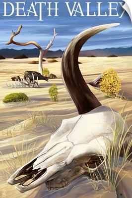 Cow Skull - Death Valley National Park: Retro Travel Poster
