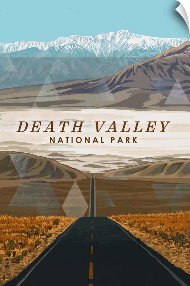 Death Valley National Park, Open Road: Retro Travel Poster