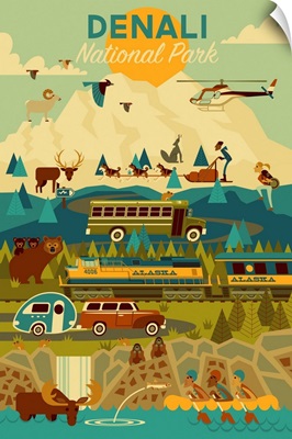 Denali National Park and Preserve, Adventure: Graphic Travel Poster