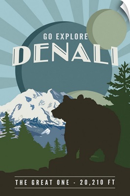 Denali National Park and Preserve, Go Explore: Graphic Travel Poster