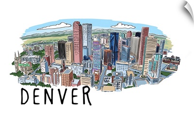 Denver, Colorado - Line Drawing