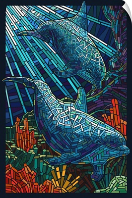 Dolphin - Paper Mosaic: Retro Travel Poster