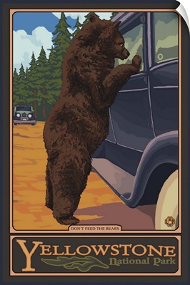Don't Feed The Bears - Yellowstone: Retro Travel Poster