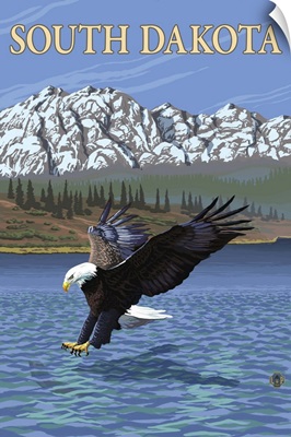 Eagle Diving - South Dakota: Retro Travel Poster