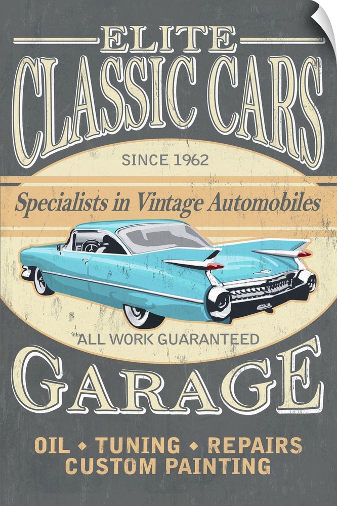 Elite Classic Cars Garage, Vintage Sign