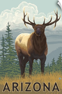 Elk Scene - Arizona: Retro Travel Poster