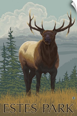 Elk Scene - Estes Park, CO: Retro Travel Poster
