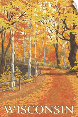 Fall Colors Scene - Wisconsin: Retro Travel Poster