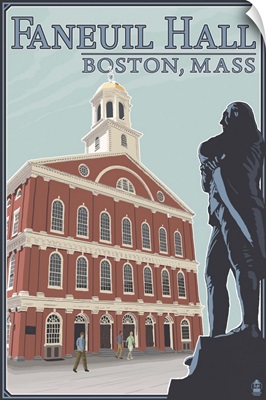 Faneuil Hall - Boston, MA: Retro Travel Poster