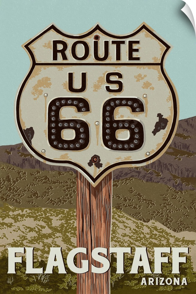 Flagstaff, Arizona - Route 66 - Letterpress