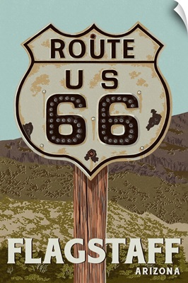Flagstaff, Arizona - Route 66 - Letterpress