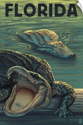 Florida - Alligators: Retro Travel Poster