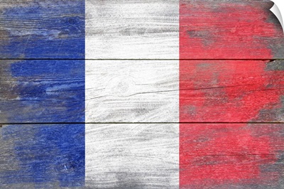 France Country Flag on Wood