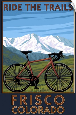 Frisco, Colorado - Mountain Bike and Mountains: Retro Travel Poster