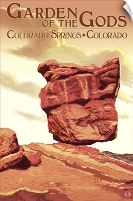 Garden of the Gods - Balanced Rock: Retro Travel Poster