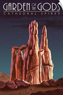 Garden of the Gods, Colorado - Cathedral Spires at Night