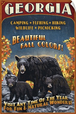 Georgia - Bear Family Vintage Sign: Retro Travel Poster