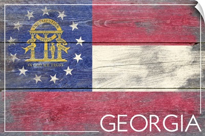 Georgia State Flag on Wood