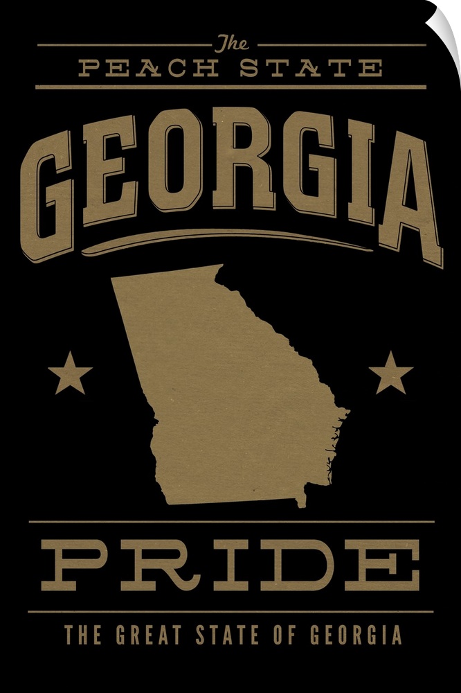 The Georgia state outline on black with gold text.