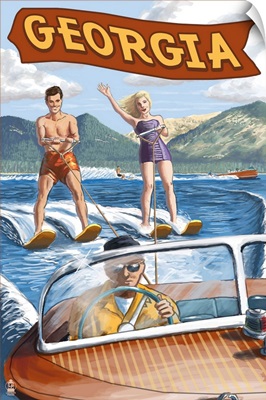 Georgia - Water Skiing Scene: Retro Travel Poster