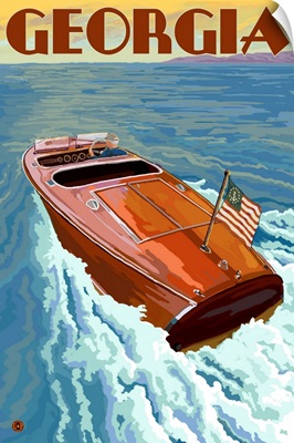 Georgia - Wooden Boat on Lake: Retro Travel Poster